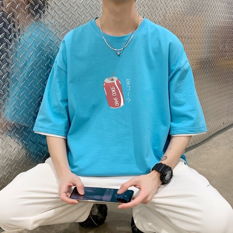 T3590！2022夏季新款男士华夫格短袖T恤百搭潮流半袖,男装T恤,星座510A-1
