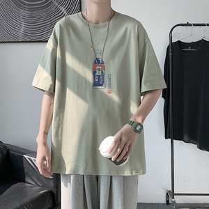 T1754P25 港风100%棉2022新款短袖T恤男可乐瓶印花青春休闲T恤图片