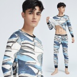 NI1268P38保暖牛奶绒长袖潮流印花拼色男加绒加厚保暖内衣套装，保暖内衣，星座510A-1