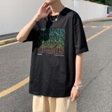 T3358P25落肩款宽松T恤克莱因蓝T仓库一件起正常配送中男港风T恤，男装T恤，星座510A-1