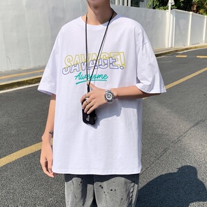 T3353P25克莱因蓝T 仓库一件起正常配送中男港风T恤落肩款宽松T恤图片