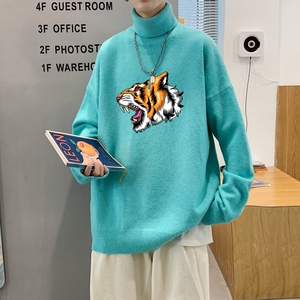 MG2891P65高领毛衣男宽松慵懒针织衫外套港风男生打底衫内搭线衣