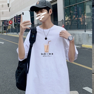 T3328P25落肩款宽松T恤克莱因蓝T男港风T恤仓库一件起正常配送中