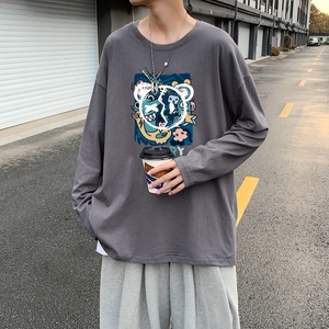 C2620P30男长袖t恤春季打底衫长袖纯棉春季港风印花宽松潮流上衣图片