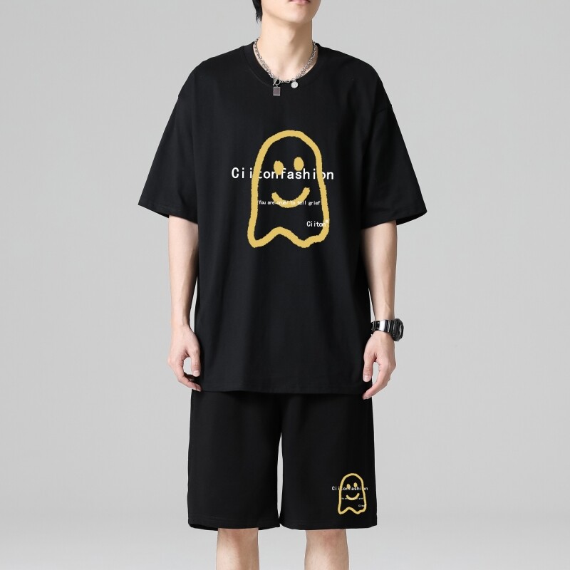 TZ3884薄款潮牌短裤休闲运动套装轻奢时尚感男士短袖t恤男夏季,男装休闲套装,星座510A-1