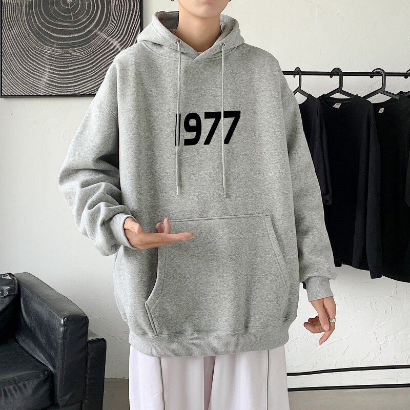 LD5670P38男百搭宽松设计感男个性印花抽绳连帽卫衣2023秋季新款,男装卫衣,星座510A-1