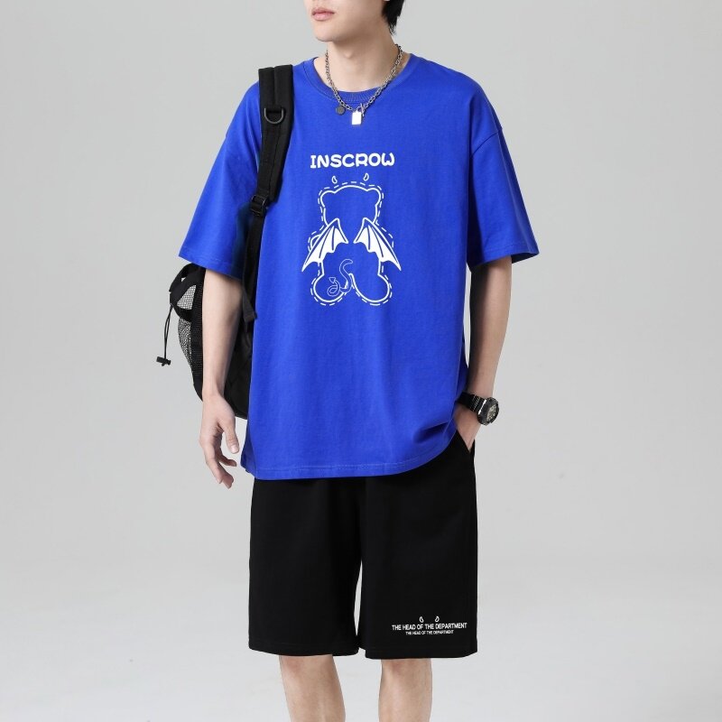 TZ3509短袖t恤男夏季薄款潮牌短裤休闲运动套装轻奢时尚感男士,男装休闲套装,星座510A-1