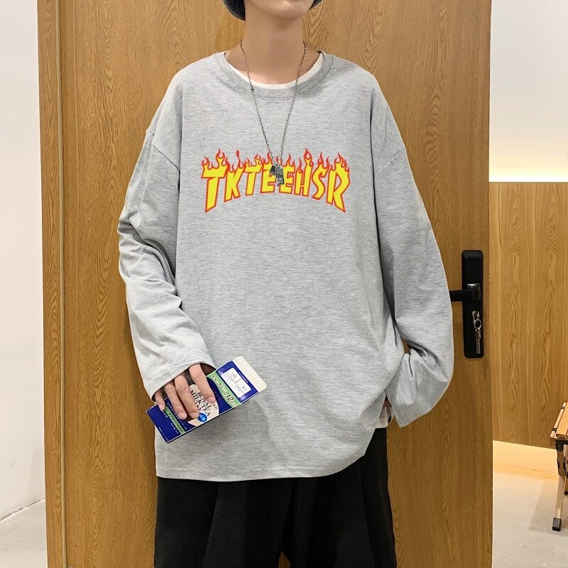C2846P30长袖t恤男ins潮牌男生体恤宽松打底衫内搭上衣服秋衣纯棉,男装T恤,星座510A-1