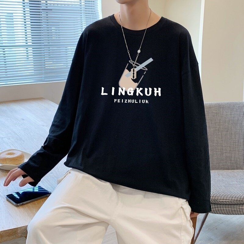 C2707P30男士长袖t恤春季潮牌薄款宽松潮流春装卫衣服春衣打底衫,男装T恤,星座510A-1