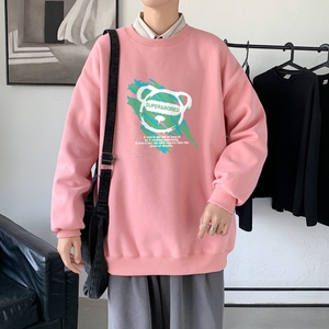 Y2827P38中性模特21秋冬男圆领韩版嘻哈运动外套ins港风休闲卫衣图片