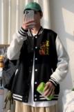 BQ3228P75港风潮牌休闲宽松夹克男潮胸前小标印花棒球服外套男，男装夹克，星座510A-1