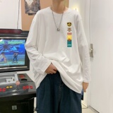 C2858P30男长袖t恤春季打底衫长袖纯棉春季港风印花宽松潮流上衣，男装T恤，星座510A-1