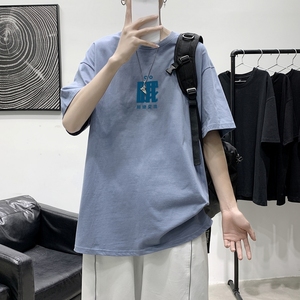 T2282P25港风室内短袖t恤男ins潮牌小众宽松夏季半袖衣服原宿港风,韩国一米六男生穿搭图片
