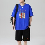 TZ3887轻奢时尚感男士短袖t恤男夏季薄款潮牌短裤休闲运动套装，男装休闲套装，星座510A-1