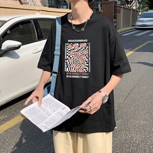 T3406P25落肩款宽松T恤克莱因蓝T圆领印花T恤正常配送中男港风T恤