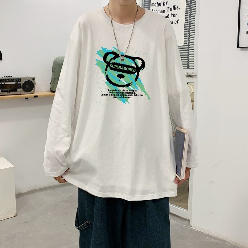 C2828P30长袖t恤男士2022夏新款纯棉美式涂鸦春秋打底衫潮牌港风,男装T恤,星座510A-1