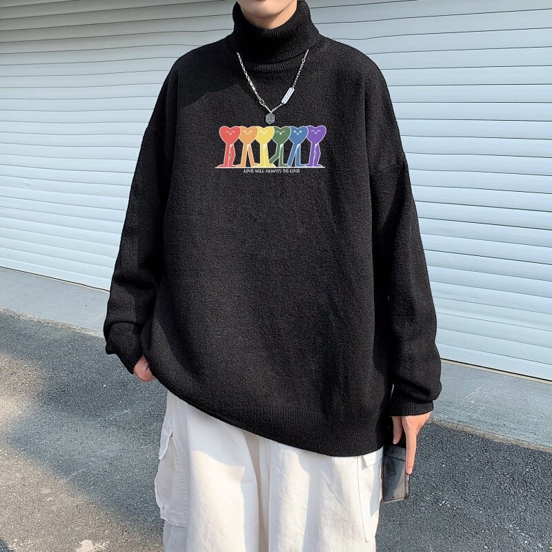 MG2804P65高领毛衣男宽松慵懒针织衫外套港风男生打底衫内搭线衣,男装针织衫/毛衣,星座510A-1