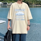 T3354男港风T恤仓库一件起正常配送中落肩款宽松T恤克莱因蓝T，男装T恤，星座510A-1