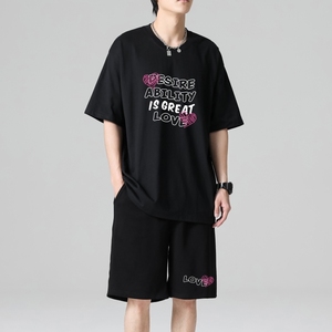 TZ3512轻奢时尚感男士短袖t恤男夏季薄款潮牌短裤休闲运动套装图片
