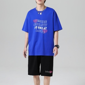 TZ3512夏季薄款潮牌短裤休闲运动套装轻奢时尚感男士短袖t恤男图片
