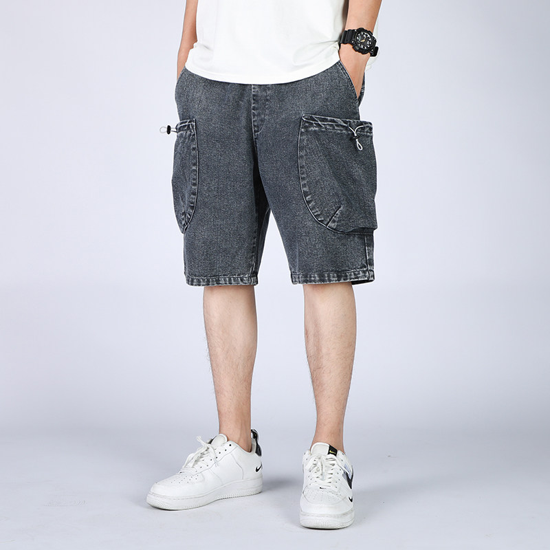 DN3628牛仔短裤男宽松休闲韩版日系港风潮牌大口袋工装短裤男,男装牛仔裤,星座510A-1