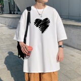 T3468P25T恤落肩款宽松T恤克莱因蓝T圆领T恤男英文印花港风，男装T恤，星座510A-1