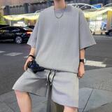 TZ8301P45休闲套装男短袖t恤运动帅气百搭两件套宽松五分短裤潮，男装休闲套装，星座510A-1