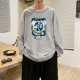 C2620P30男长袖t恤春季打底衫长袖纯棉春季港风印花宽松潮流上衣，男装T恤，星座510A-1
