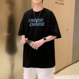 T3412P25已爆男港风T恤落肩款宽松T恤克莱因蓝T圆领卡通印花T恤，男装T恤，星座510A-1