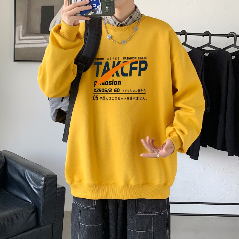 Y2466P38主推男圆领韩版运动外套ins港风青少年上衣21秋冬卫衣图片