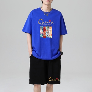 TZ3887休闲运动套装轻奢时尚感男士短袖t恤男夏季薄款潮牌短裤图片