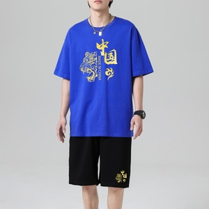 TZ3506轻奢时尚感男士短袖t恤男夏季薄款潮牌短裤休闲运动套装,男装休闲套装,星座510A-1