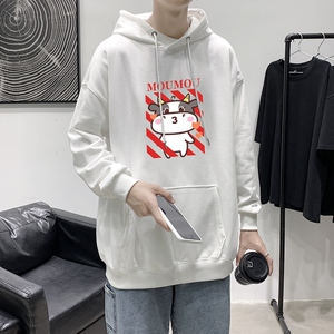 1511P45港风2022新春新款卫衣新年特色红色卡通牛卫衣男宽松卫衣图片