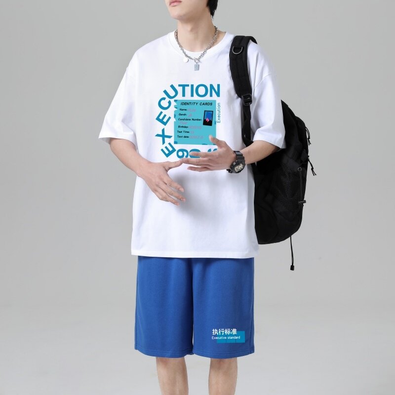 TZ3514轻奢时尚感男士短袖t恤男夏季薄款潮牌短裤休闲运动套装,男装休闲套装,星座510A-1