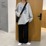 C2705P30男长袖t恤秋季打底衫长袖纯棉秋季港风印花宽松潮流上衣，男装T恤，星座510A-1