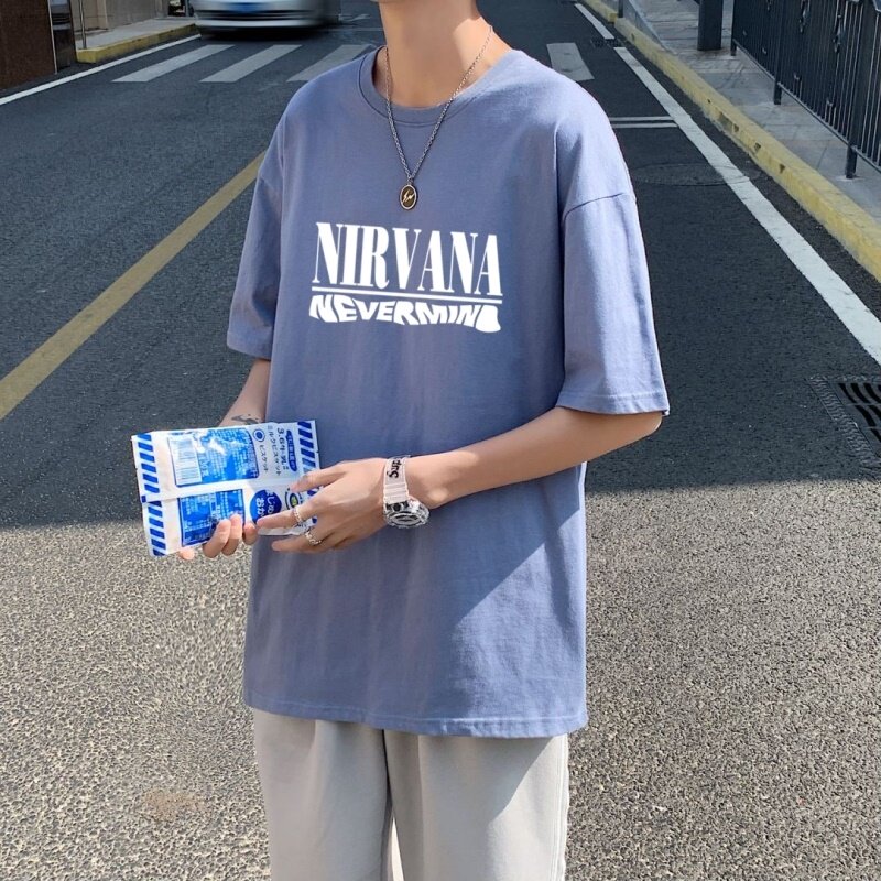 T3324落肩款宽松T恤克莱因蓝T男港风T恤仓库一件起正常配送中,男装T恤,星座510A-1