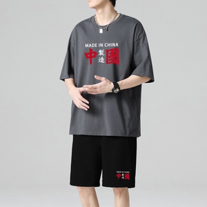 TZ3516休闲运动套装轻奢时尚感男士短袖t恤男夏季薄款潮牌短裤图片