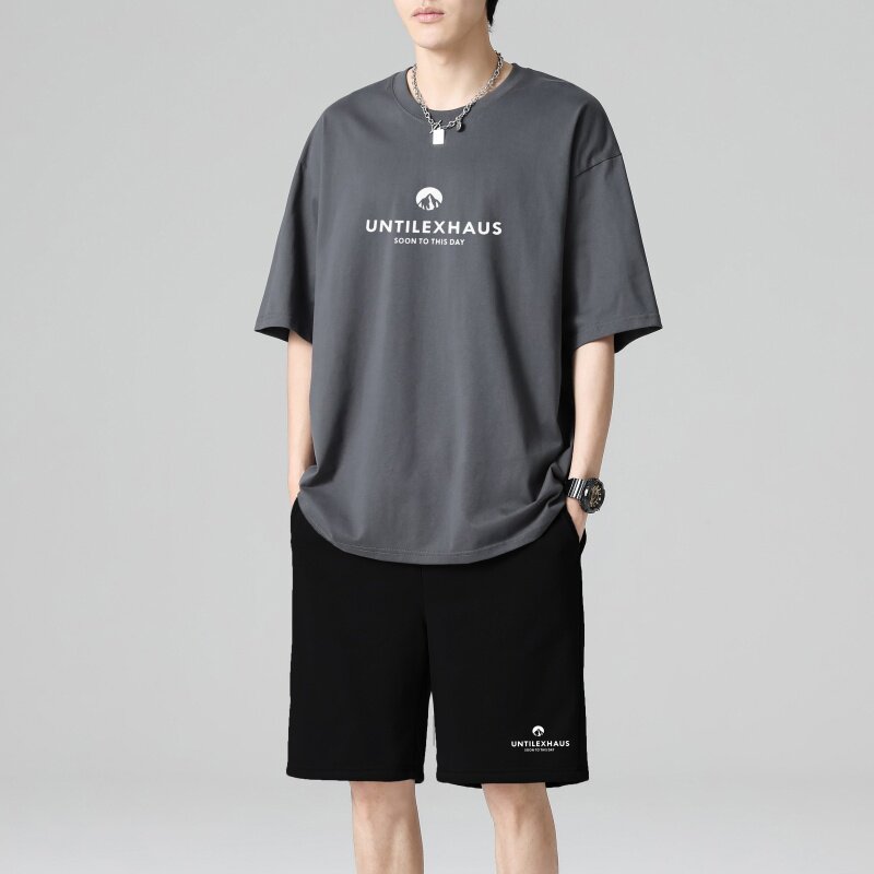 TZ3501休闲运动套装轻奢时尚感男士短袖t恤男夏季薄款潮牌短裤,男装休闲套装,星座510A-1