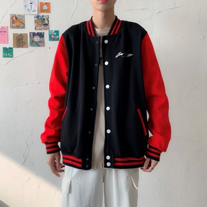 BQ3227P75港风潮牌休闲宽松夹克男潮胸前小标印花棒球服外套男图片