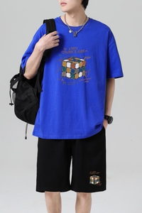 TZ3670休闲运动套装轻奢时尚感男士短袖t恤男夏季薄款潮牌短裤图片