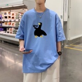 T3581P25短袖T恤男夏季休闲宽松短袖已爆潮美式街头潮款鸭印花，男装T恤，星座510A-1