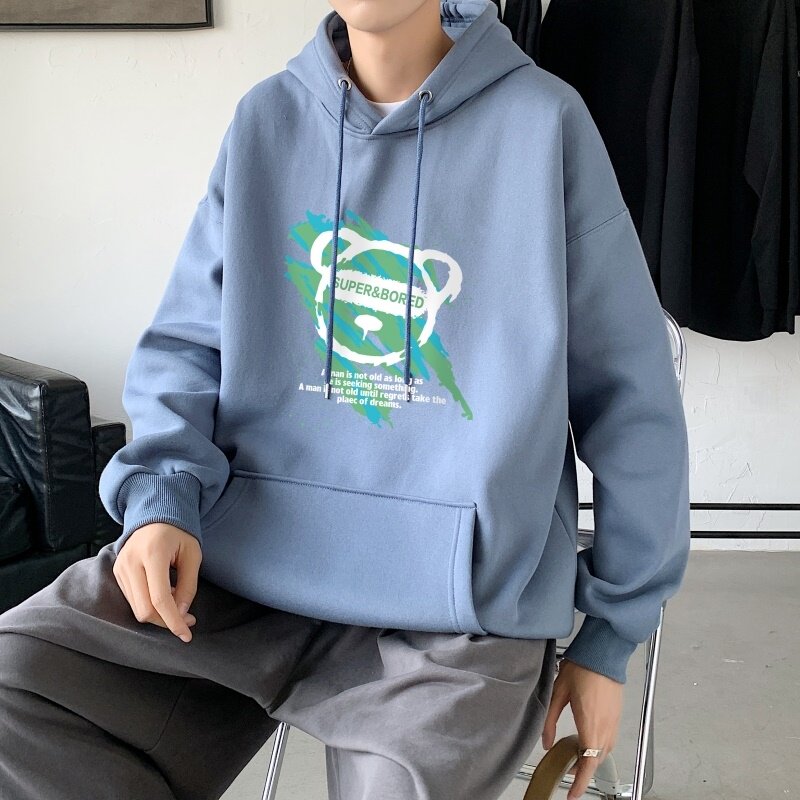 L2826P48港风秋装2023新款潮趣印花学生潮流男女情侣连帽卫衣,男装卫衣,星座510A-1