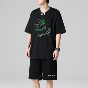 TZ3510休闲运动套装轻奢时尚感男士短袖t恤男夏季薄款潮牌短裤图片