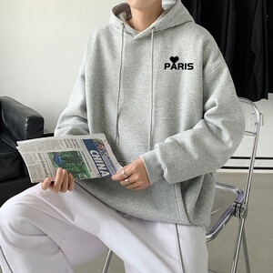 L2821P48韩版ins男士学生宽松运动连帽卫衣秋冬加绒情侣外套图片