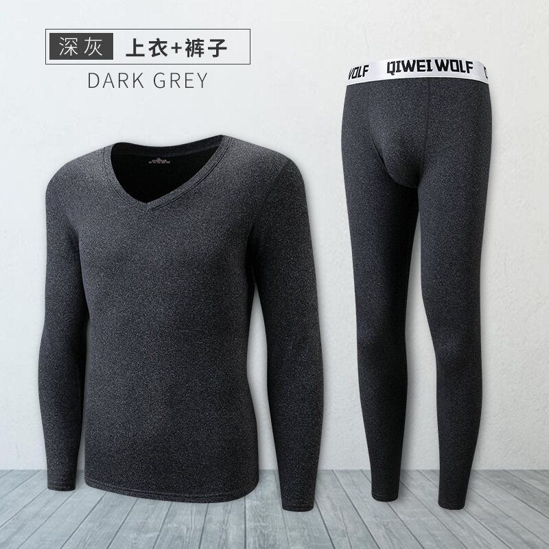 NK1256P35男士磨绒保暖套装两件套加厚男士秋衣秋裤阳离子V领内衣,居家内衣保暖内衣,星座510A-1