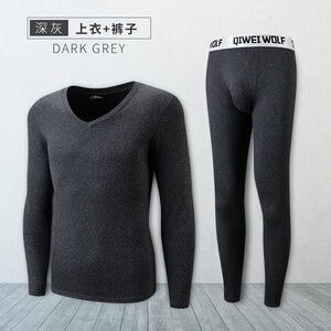 NK1256P35男士磨绒保暖套装两件套加厚男士秋衣秋裤阳离子V领内衣图片