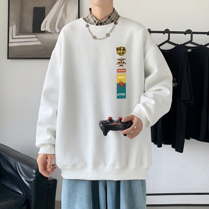 Y2845P38秋季男士bf宽松卫衣港风卫衣新款圆领韩版潮流衣服,男装卫衣,星座510A-1