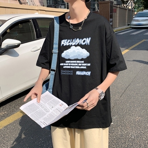 T3354P25男港风T恤落肩款宽松T恤克莱因蓝T 仓库一件起正常配送中图片