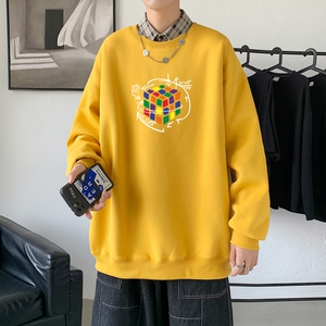 Y2408P38！21年秋冬新款港风日系大码印花长袖圆领卫衣男图片