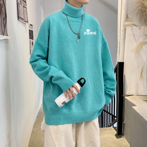 MG2814P65高领毛衣男秋潮流宽松针织衫港风套头加绒保暖打底衫